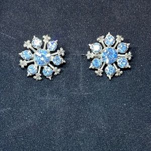 Aquamarine snowflake brooches pair